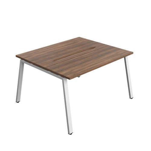 Synergy Bench with Cut Out: 2 Person (FSC) : A-Frame Leg : 1400 700 Dark Walnut/White