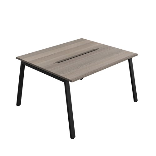 Synergy Bench with Cut Out: 2 Person (FSC) : A-Frame Leg : 1400 700 Grey Oak/Black