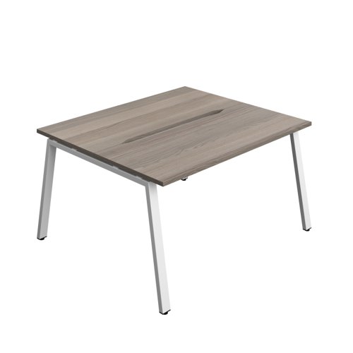 Synergy Bench with Cut Out: 2 Person (FSC) : A-Frame Leg : 1400 700 Grey Oak/White