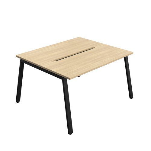 Synergy Bench with Cut Out: 2 Person (FSC) : A-Frame Leg : 1400 700 Nova Oak/Black