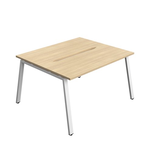 Synergy Bench with Cut Out: 2 Person (FSC) : A-Frame Leg : 1400 700 Nova Oak/White