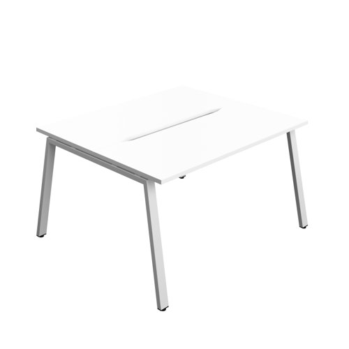 Synergy Bench with Cut Out: 2 Person (FSC) : A-Frame Leg : 1400 700 White/Silver