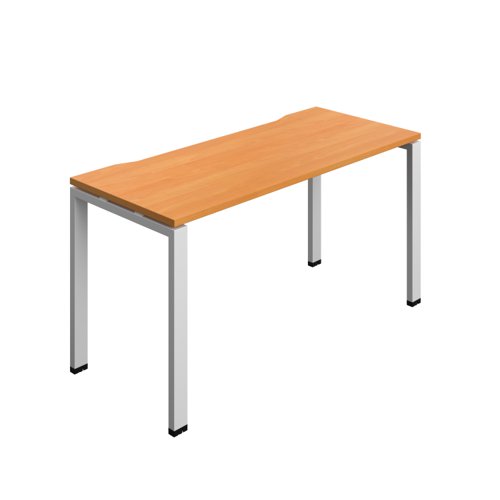 Synergy Bench with Cut Out: 1 Person (FSC) : Goal Post Leg : 1400 700 Beech/Silver