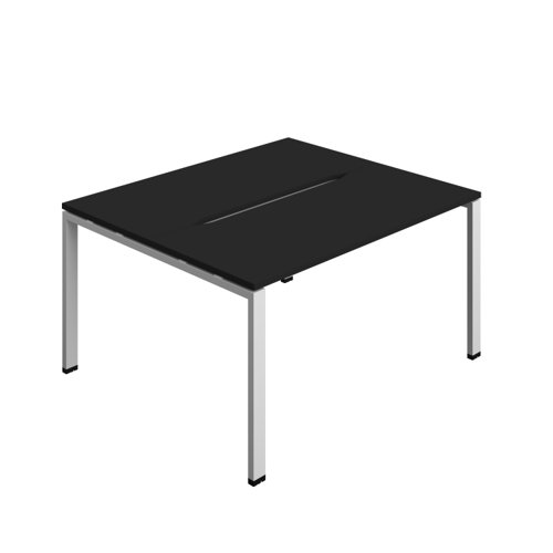 Synergy Bench with Cut Out: 2 Person (FSC) : Goal Post Leg : 1400 700 Black/Silver