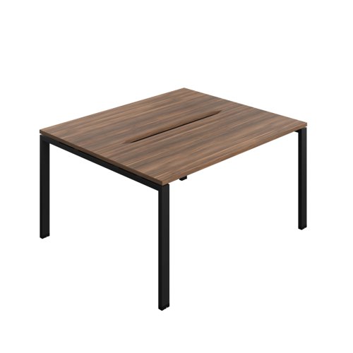 Synergy Bench with Cut Out: 2 Person (FSC) : Goal Post Leg : 1400 700 Dark Walnut/Black