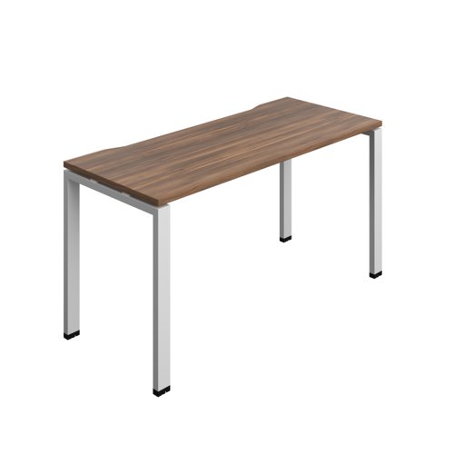 Synergy Bench with Cut Out: 1 Person (FSC) : Goal Post Leg : 1400 700 Dark Walnut/Silver