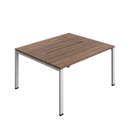 Synergy Bench with Cut Out: 2 Person (FSC) : Goal Post Leg : 1400 700 Dark Walnut/Silver
