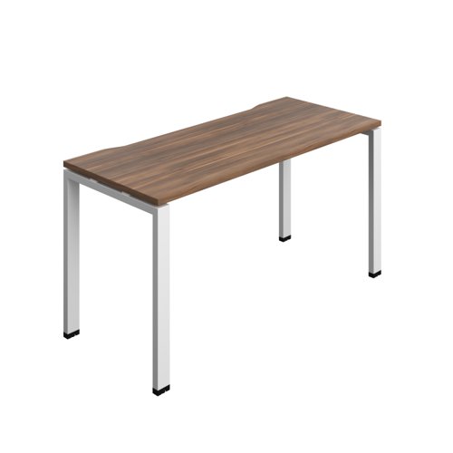 Synergy Bench with Cut Out: 1 Person (FSC) : Goal Post Leg : 1400 700 Dark Walnut/White