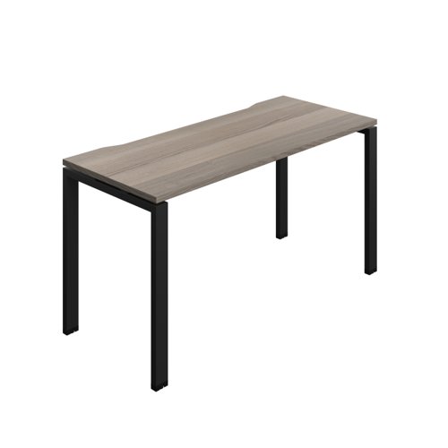 Synergy Bench with Cut Out: 1 Person (FSC) : Goal Post Leg : 1400 700 Grey Oak/Black