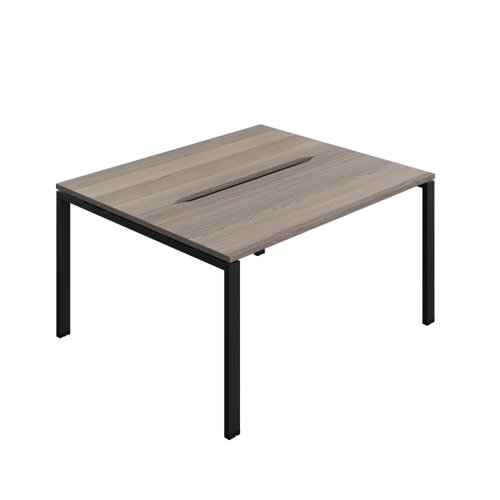 Synergy Bench with Cut Out: 2 Person (FSC) : Goal Post Leg : 1400 700 Grey Oak/Black