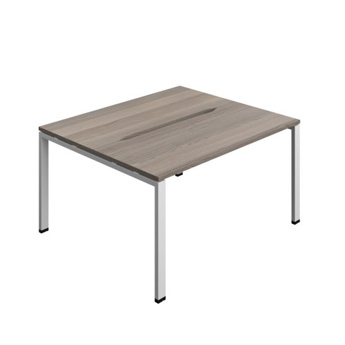 Synergy Bench with Cut Out: 2 Person (FSC) : Goal Post Leg : 1400 700 Grey Oak/Silver