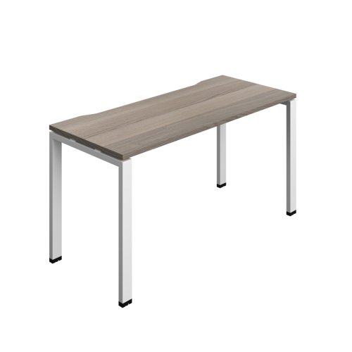 Synergy Bench with Cut Out: 1 Person (FSC) : Goal Post Leg : 1400 700 Grey Oak/White