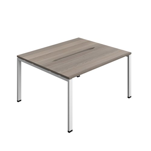 Synergy Bench with Cut Out: 2 Person (FSC) : Goal Post Leg : 1400 700 Grey Oak/White