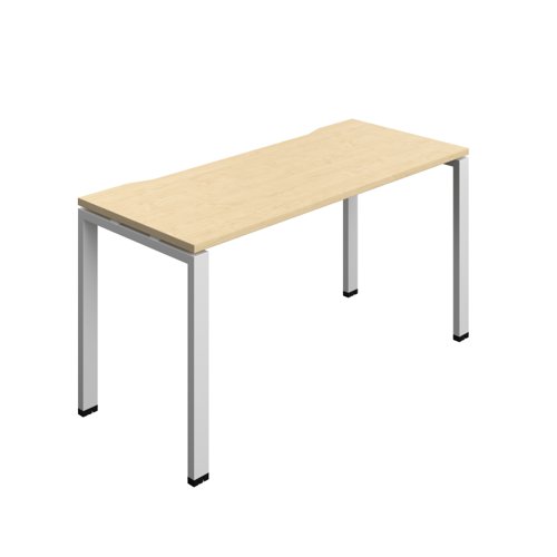 Synergy Bench with Cut Out: 1 Person (FSC) : Goal Post Leg : 1400 700 Maple/Silver