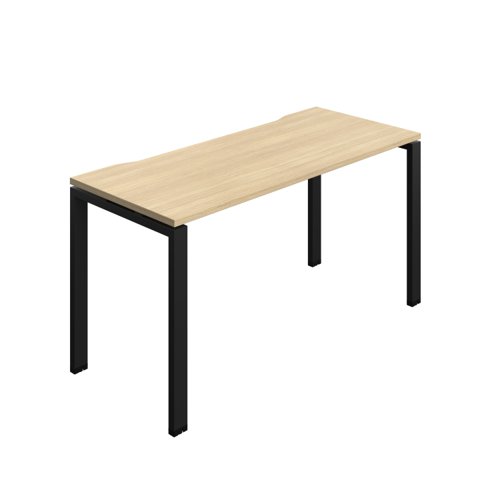 Synergy Bench with Cut Out: 1 Person (FSC) : Goal Post Leg : 1400 700 Nova Oak/Black