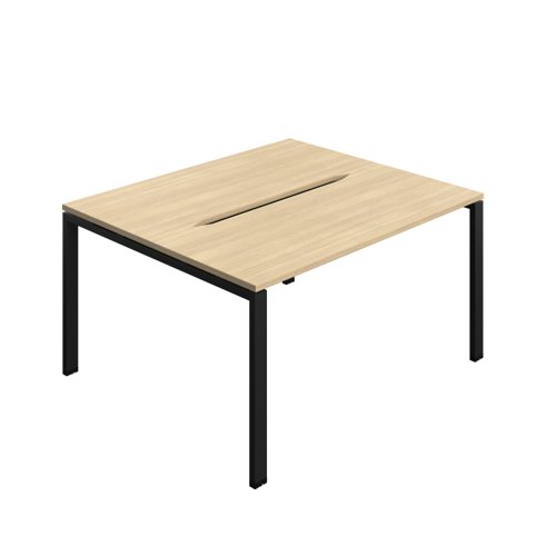 Synergy Bench with Cut Out: 2 Person (FSC) : Goal Post Leg : 1400 700 Nova Oak/Black