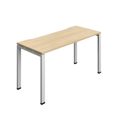 Synergy Bench with Cut Out: 1 Person (FSC) : Goal Post Leg : 1400 700 Nova Oak/Silver