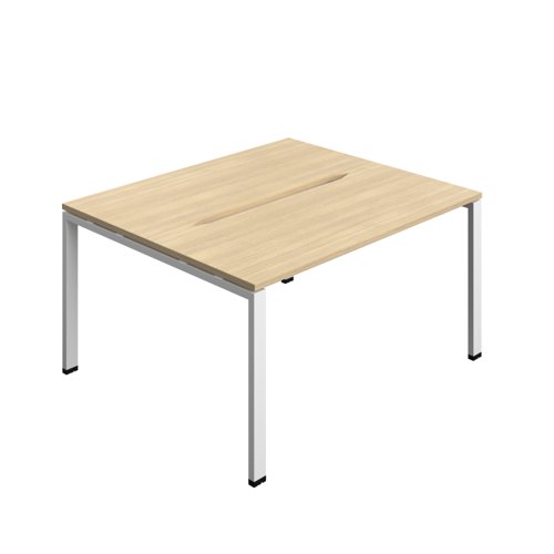 Synergy Bench with Cut Out: 2 Person (FSC) : Goal Post Leg : 1400 700 Nova Oak/White