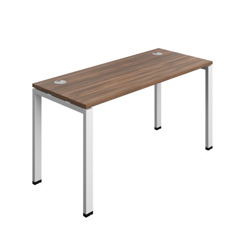 Synergy Bench with Cable Ports: 1 Person (FSC) : Goal Post Leg : 1400 700 Dark Walnut/White