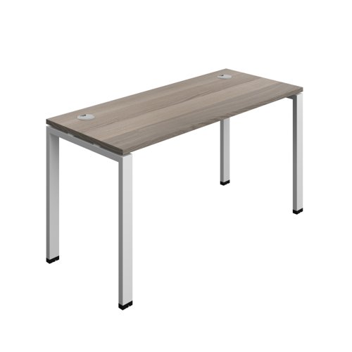 Synergy Bench with Cable Ports: 1 Person (FSC) : Goal Post Leg : 1400 700 Grey Oak/Silver