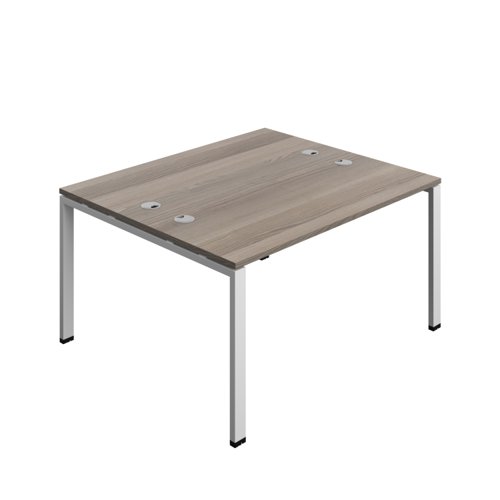 Synergy Bench with Cable Ports: 2 Person (FSC) : Goal Post Leg : 1400 700 Grey Oak/Silver