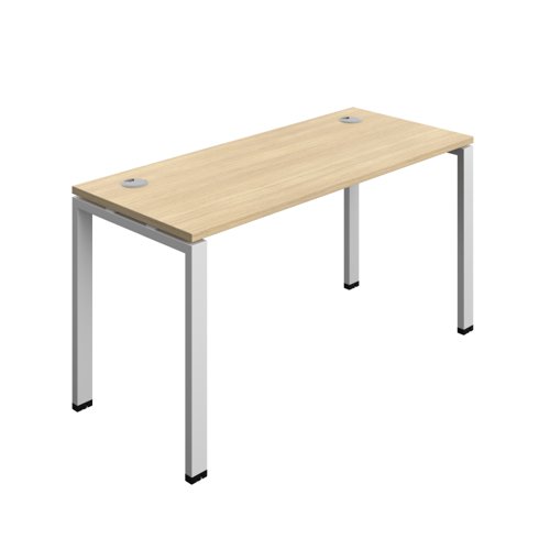 Synergy Bench with Cable Ports: 1 Person (FSC) : Goal Post Leg : 1400 700 Nova Oak/Silver