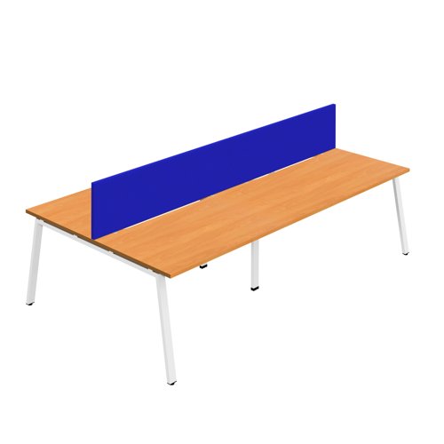Synergy 4P Bench Desk 1400X800mm A-Frame Beech/White Royal Blue Screen