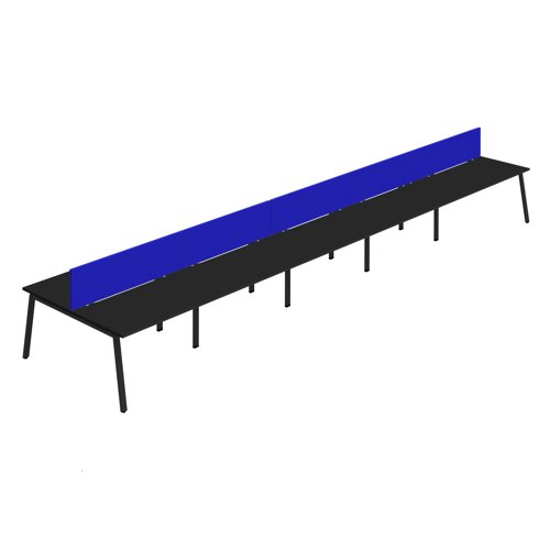Synergy 10P Bench Desk 1400X800mm A-Frame Black/Black Royal Blue Screen