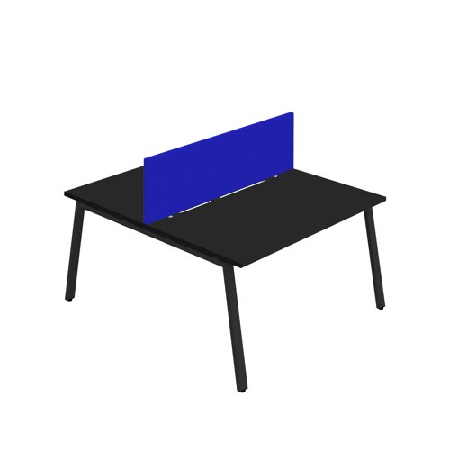 Synergy 2P Bench Desk 1400X800mm A-Frame Black/Black Royal Blue Screen