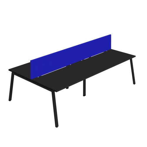 Synergy 4P Bench Desk 1400X800mm A-Frame Black/Black Royal Blue Screen