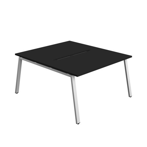 Synergy Bench with Cut Out: 2 Person (FSC) : A-Frame Leg : 1400 800 Black/Silver