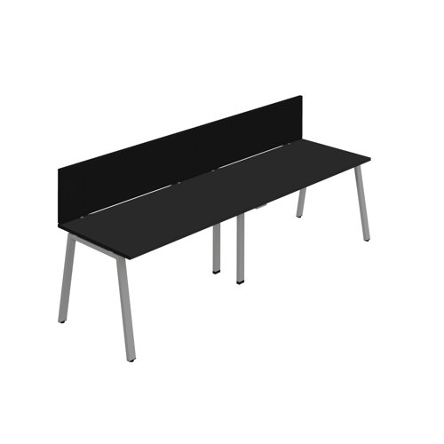 Synergy 2SP Bench Desk 1400X800mm A-Frame Black/Silver Black Screen