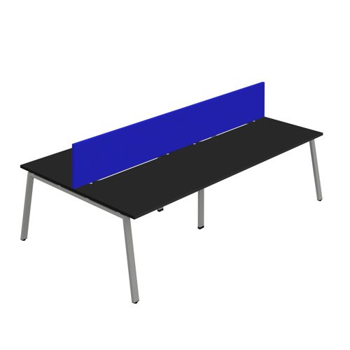 Synergy 4P Bench Desk 1400X800mm A-Frame Black/Silver Royal Blue Screen