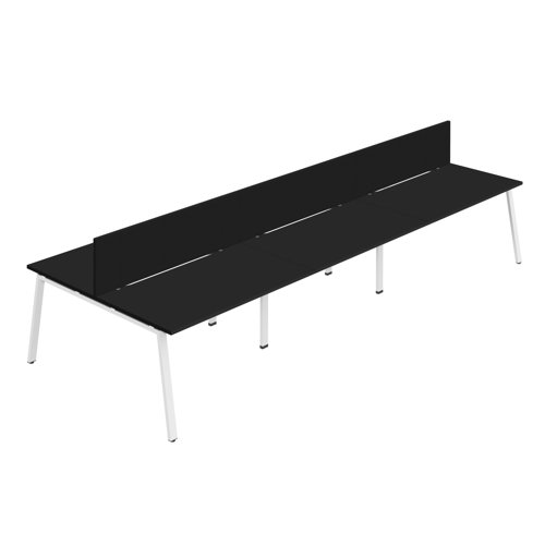 Synergy 6P Bench Desk 1400X800mm A-Frame Black/White Black Screen
