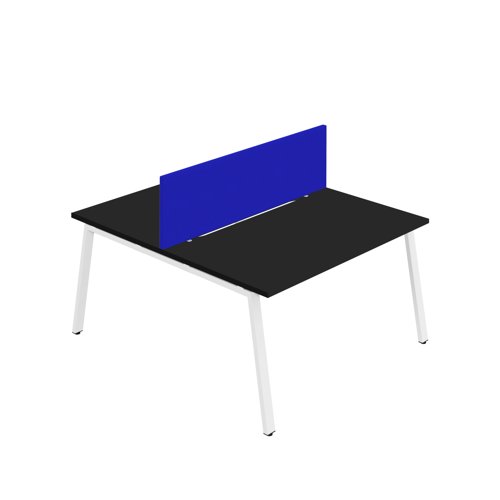Synergy 2P Bench Desk 1400X800mm A-Frame Black/White Royal Blue Screen