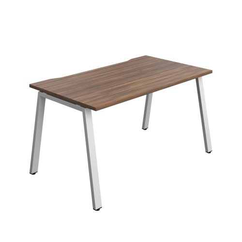 Synergy Bench with Cut Out: 1 Person (FSC) : A-Frame Leg : 1400 800 Dark Walnut/Silver
