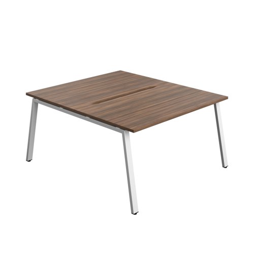 Synergy Bench with Cut Out: 2 Person (FSC) : A-Frame Leg : 1400 800 Dark Walnut/White