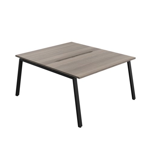 Synergy Bench with Cut Out: 2 Person (FSC) : A-Frame Leg : 1400 800 Grey Oak/Black