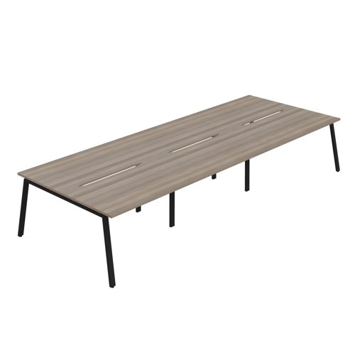 Synergy 6P Bench Desk 1400X800mm A-Frame Grey Oak/Black