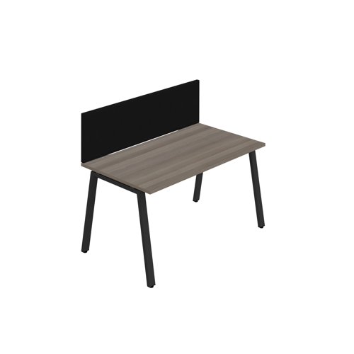 Synergy 1SP Bench Desk 1400X800mm A-Frame Grey Oak/Black Black Screen