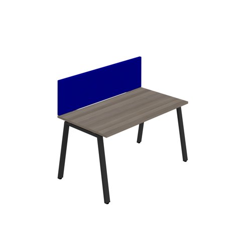 Synergy 1SP Bench Desk 1400X800mm A-Frame Grey Oak/Black Royal Blue Screen