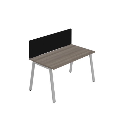 Synergy 1SP Bench Desk 1400X800mm A-Frame Grey Oak/Silver Black Screen