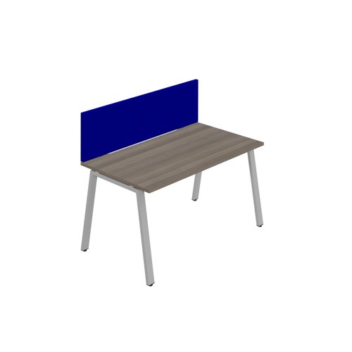 Synergy 1SP Bench Desk 1400X800mm A-Frame Grey Oak/Silver Royal Blue Screen