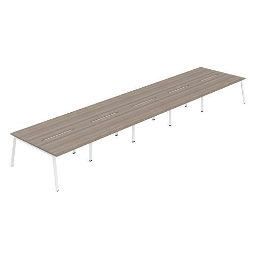 Synergy 10P Bench Desk 1400X800mm A-Frame Grey Oak/White