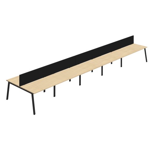 Synergy 10P Bench Desk 1400X800mm A-Frame Nova Oak/Black Black Screen