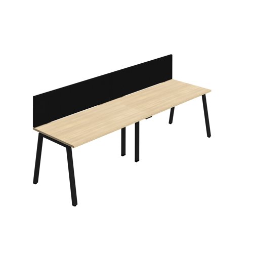 Synergy 2SP Bench Desk 1400X800mm A-Frame Nova Oak/Black Black Screen