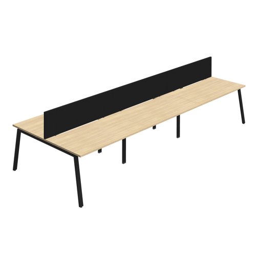 Synergy 6P Bench Desk 1400X800mm A-Frame Nova Oak/Black Black Screen