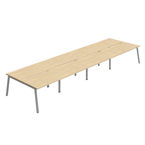 Synergy 8P Bench Desk 1400X800mm A-Frame Nova Oak/Silver