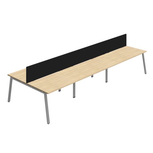 Synergy 6P Bench Desk 1400X800mm A-Frame Nova Oak/Silver Black Screen