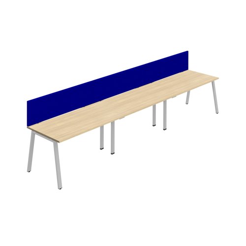 Synergy 3SP Bench Desk 1400X800mm A-Frame Nova Oak/Silver Royal Blue Screen